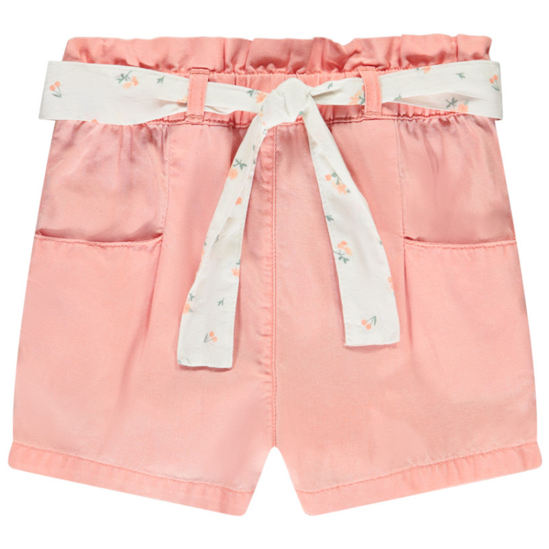 Short en toile avec ceinture à nouer pour bébé fille