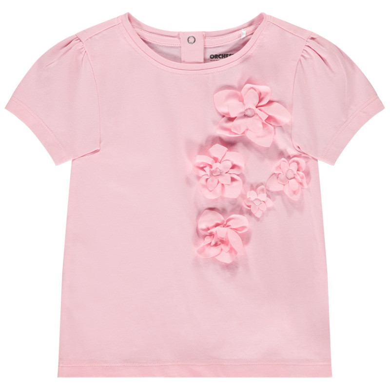T-shirt manches courtes à fleurs 3D pour bébé fille