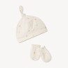 Bonnet nouette fantaisie + moufles assortie pour bébé