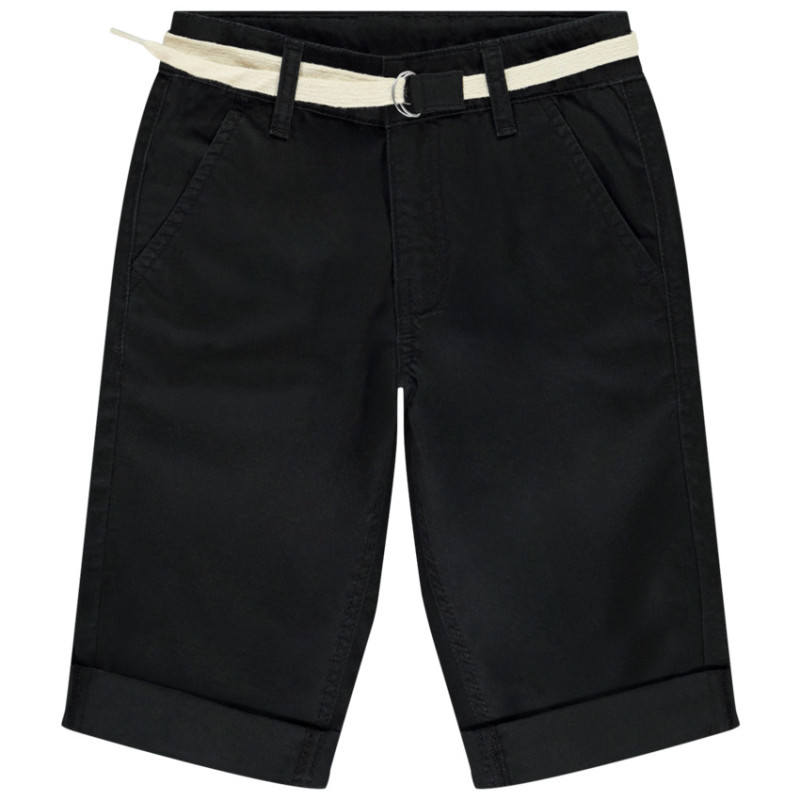 Bermuda uni en toile avec ceinture lacet garçon