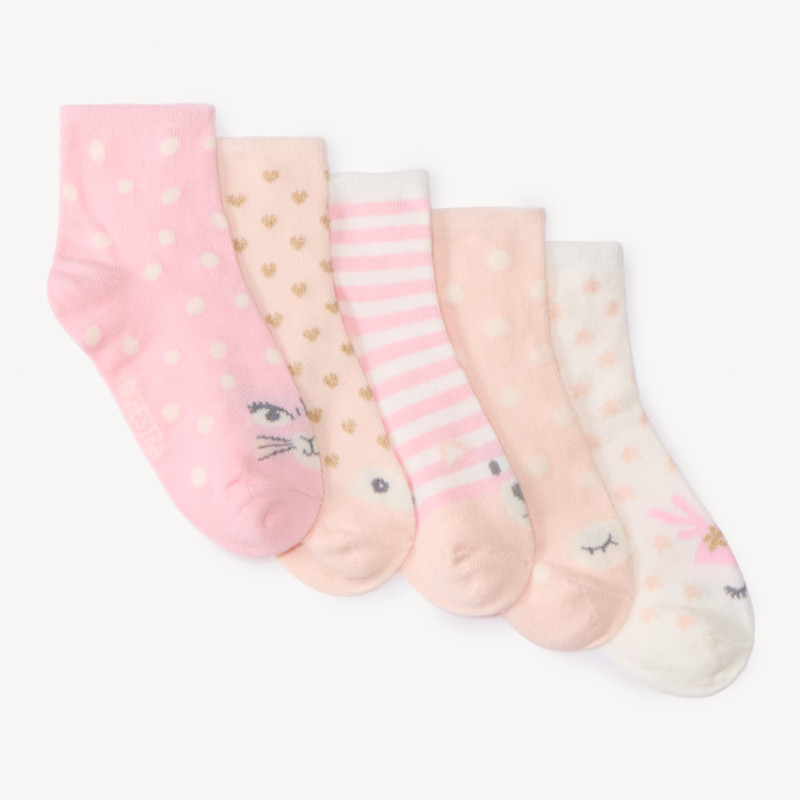 Lot de 5 paires de chaussettes animaux fille
