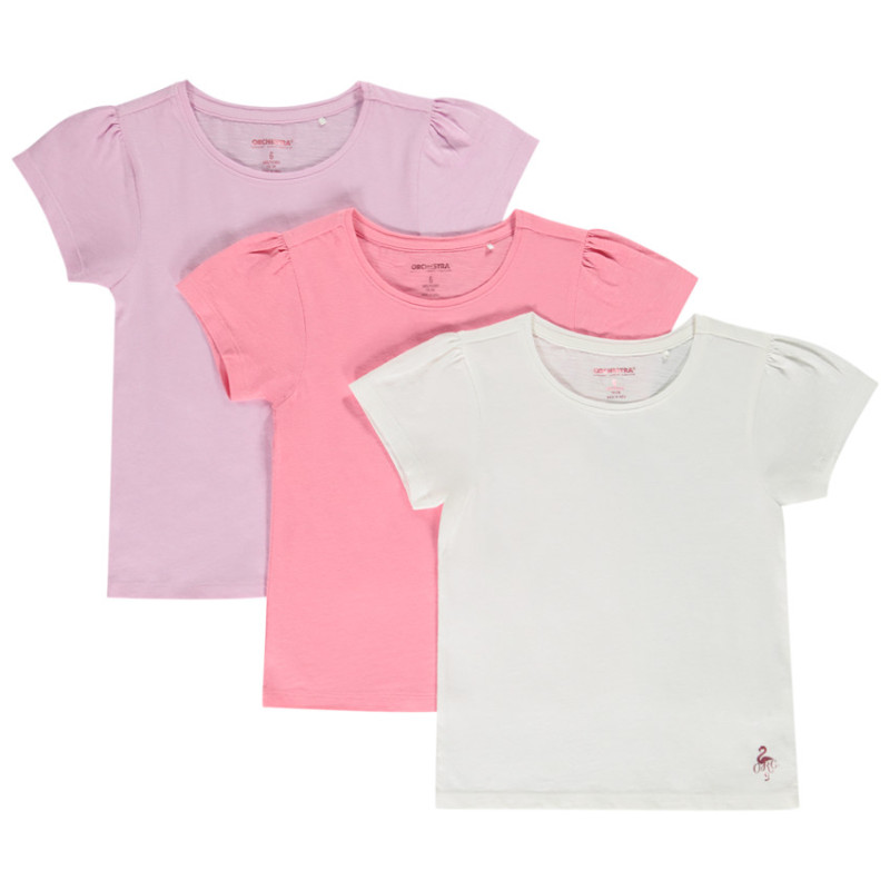 Lot de 3 t-shirts manches courtes en coton unis fille