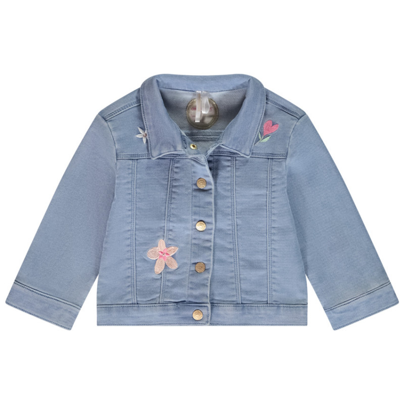 Veste effet jean avec broderies pour bébé fille