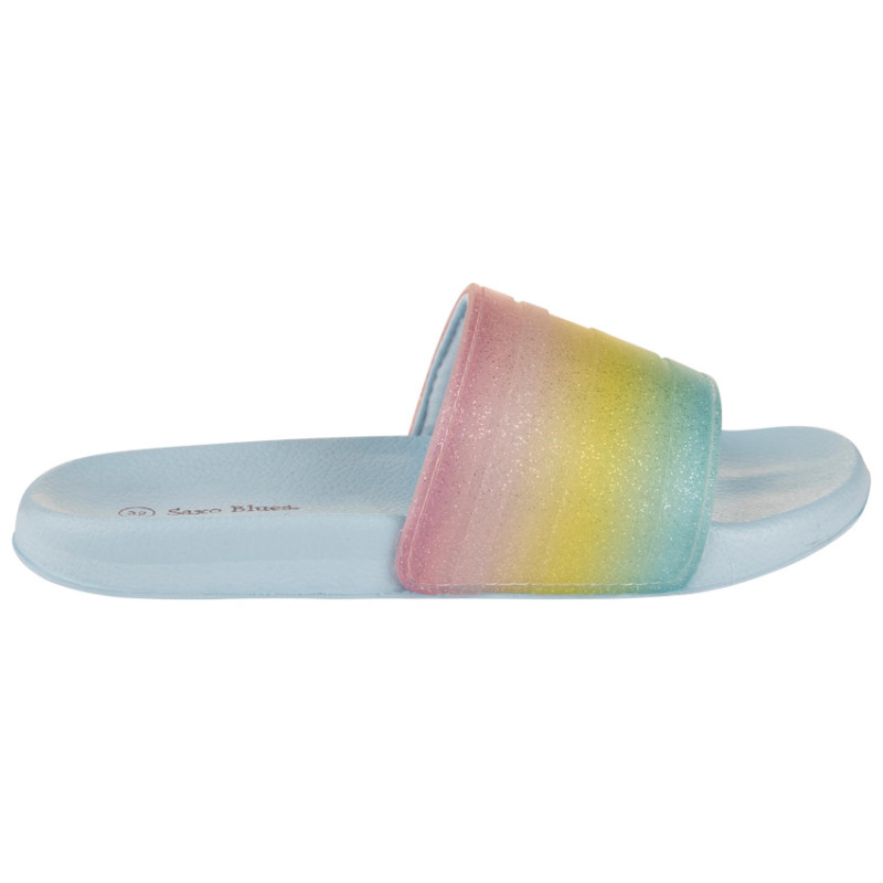 Claquettes arc-en-ciel pailletées fille avec lanière selon l
