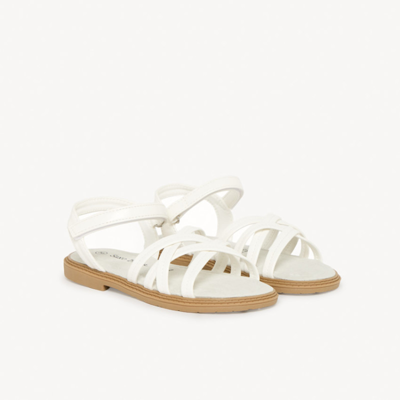 Sandales blanches à brides croisées fille