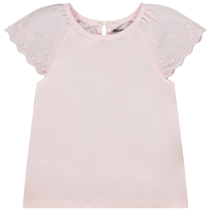 T-shirt manches courtes en broderie anglaise pour bébé fille