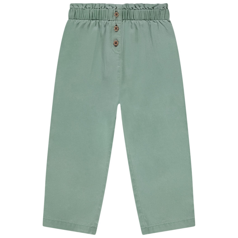Pantalon en toile avec boutons fleurs pour bébé fille