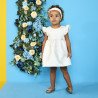 Ensemble de cérémonie robe en jacquard + bandeau pour bébé f