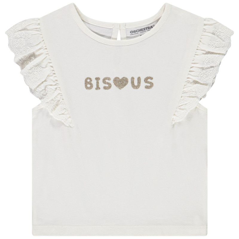 T-shirt manches courtes en broderie anglaise pour bébé fille