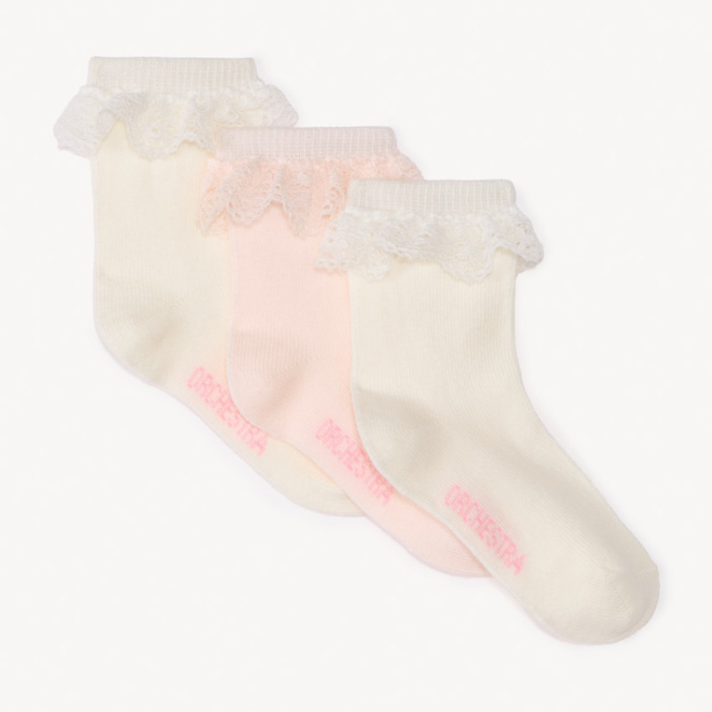 Lot de 3 paires de chaussettes à broderie anglaise pour bébé