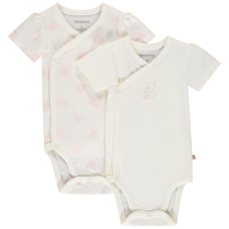 Lot de 2 bodies manches courtes fantaisie pour bébé fille