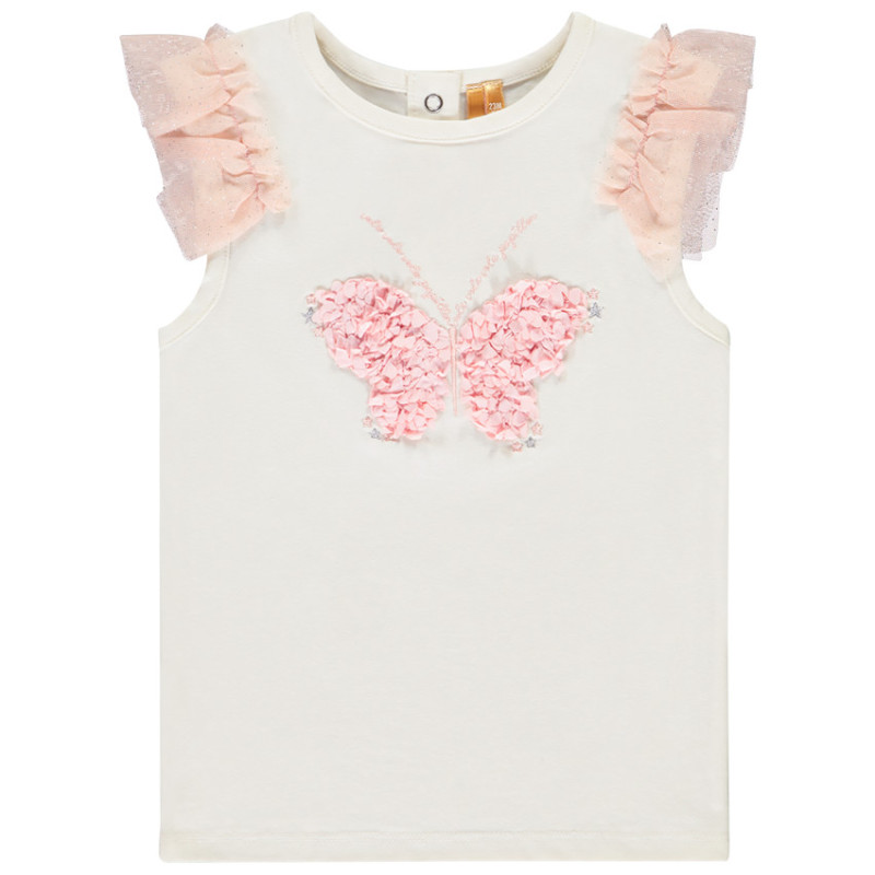 T-shirt manches courtes avec patch pétales 3D pour bébé fill