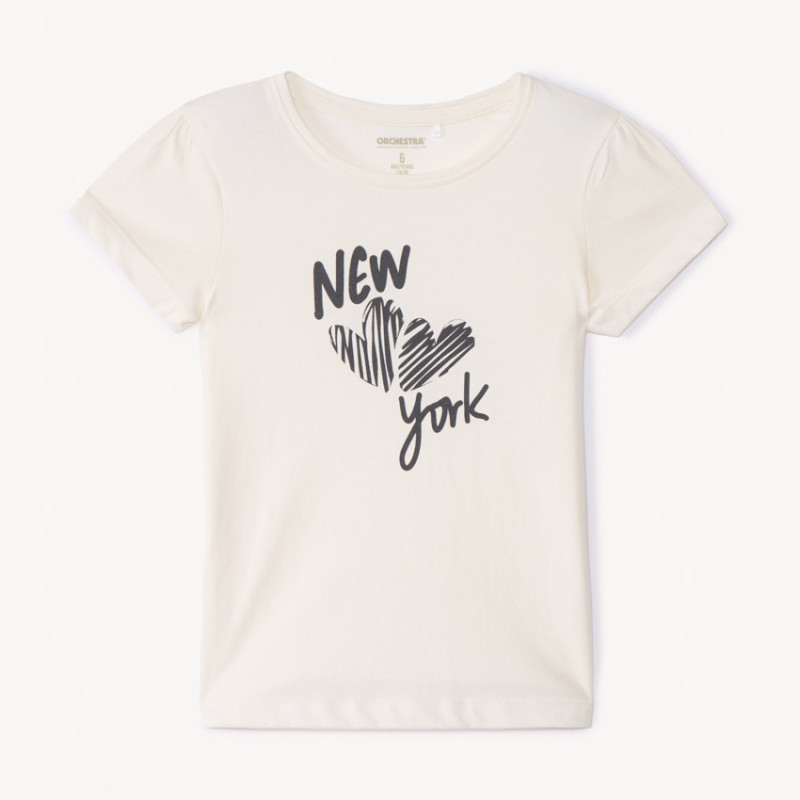 T-shirt manches courtes uni printé pour fille
