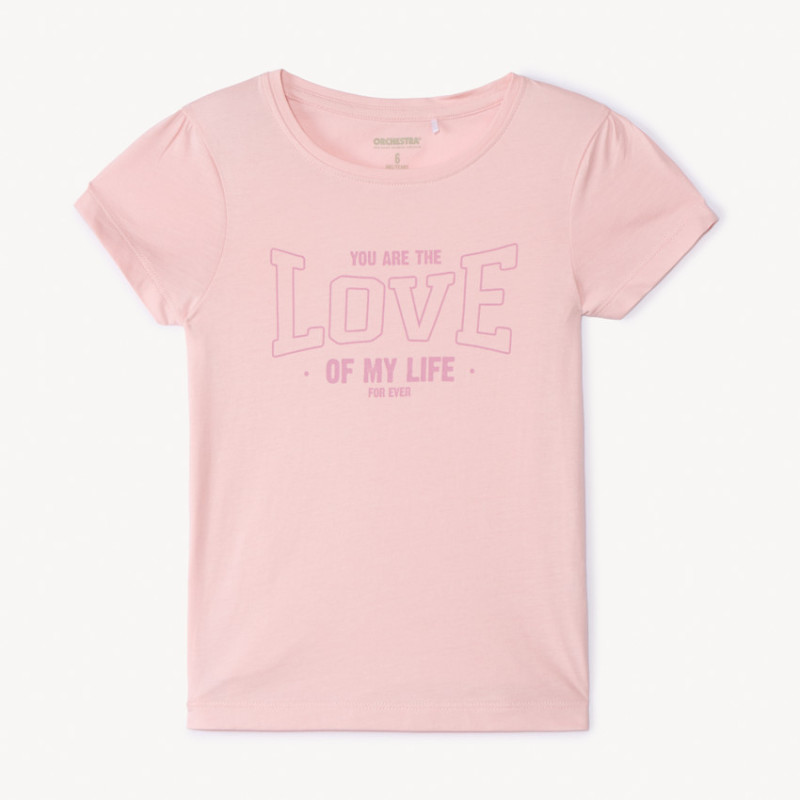 T-shirt manches courtes uni printé pour fille