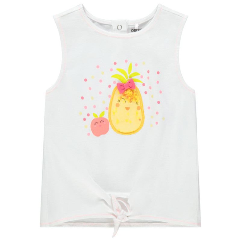 Débardeur en maille avec fruits à détails brodés et sequins