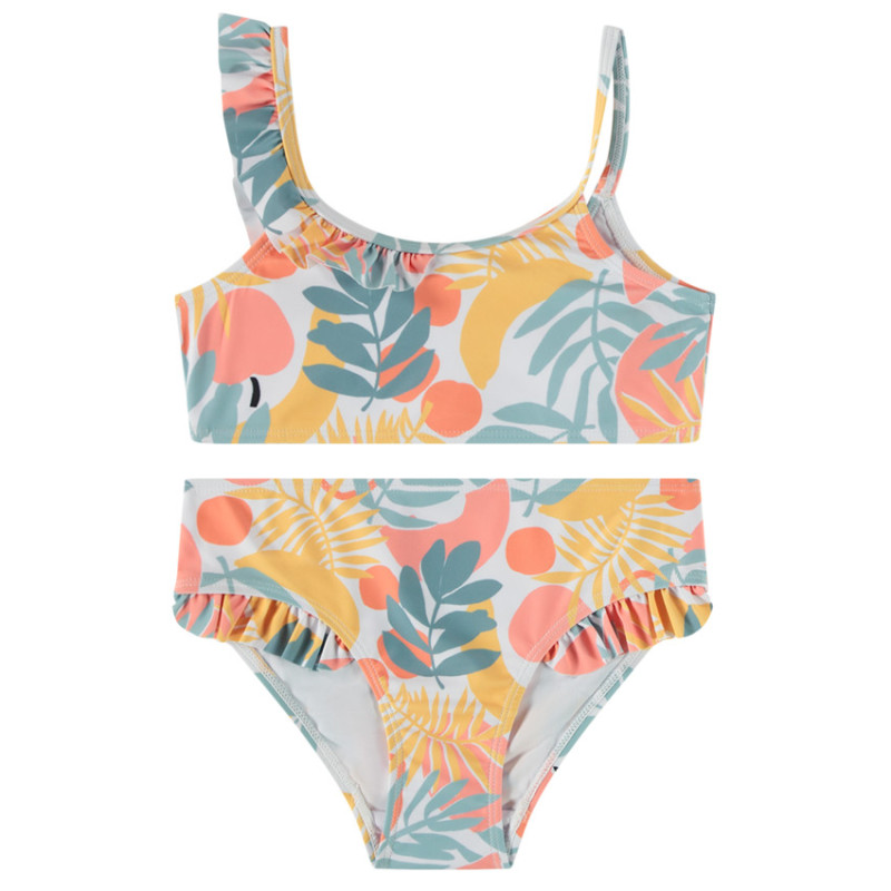 Maillot de bain 2 pièces volantées avec imprimée tropical fi