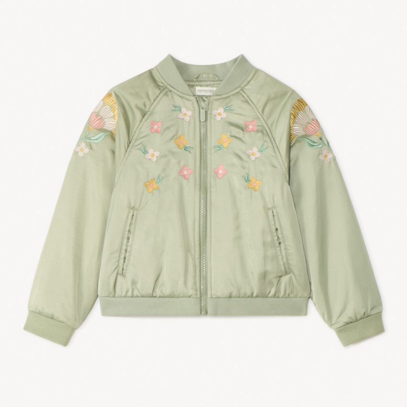 Bomber en toile satinée avec détails brodés fille