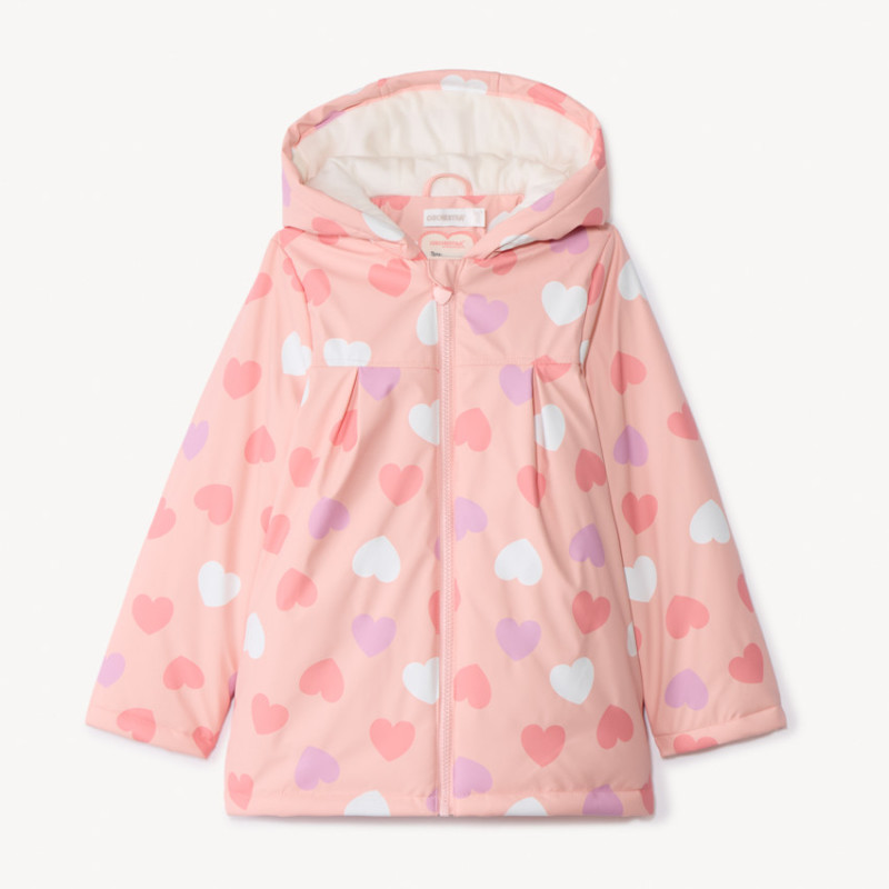 Parka gomme à couleur changeante imprimé cœurs fille