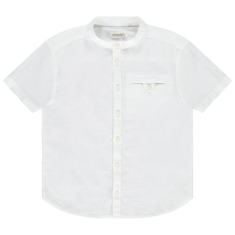 Chemise manches courtes uni à col mao