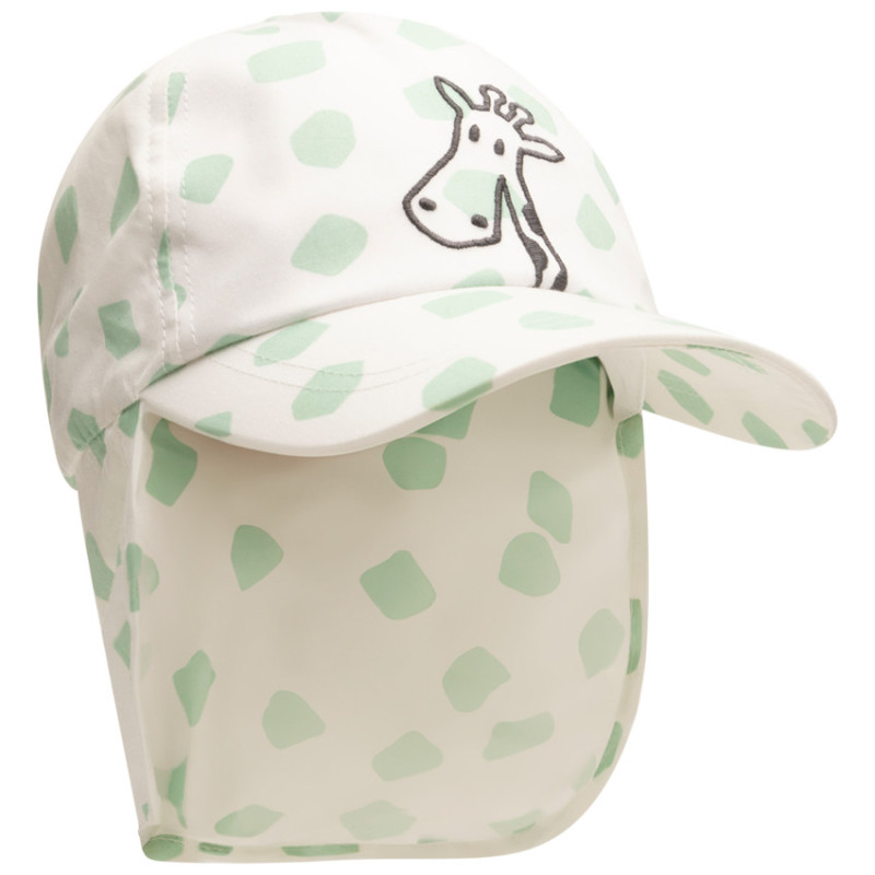 Casquette protège-nuque imprimé girafe + broderie 3D mat pou