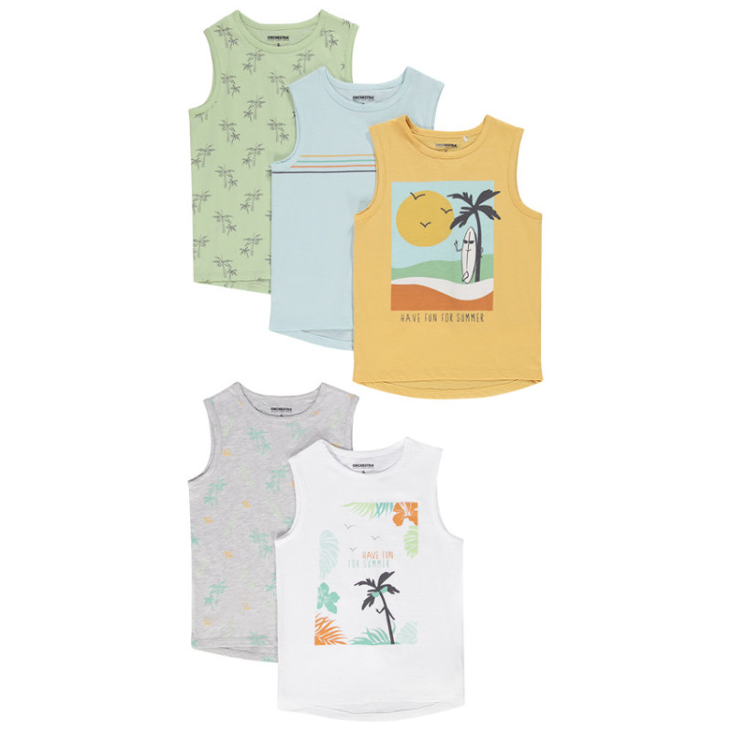 Lot de 5 débardeurs en jersey print fantaisie garçon