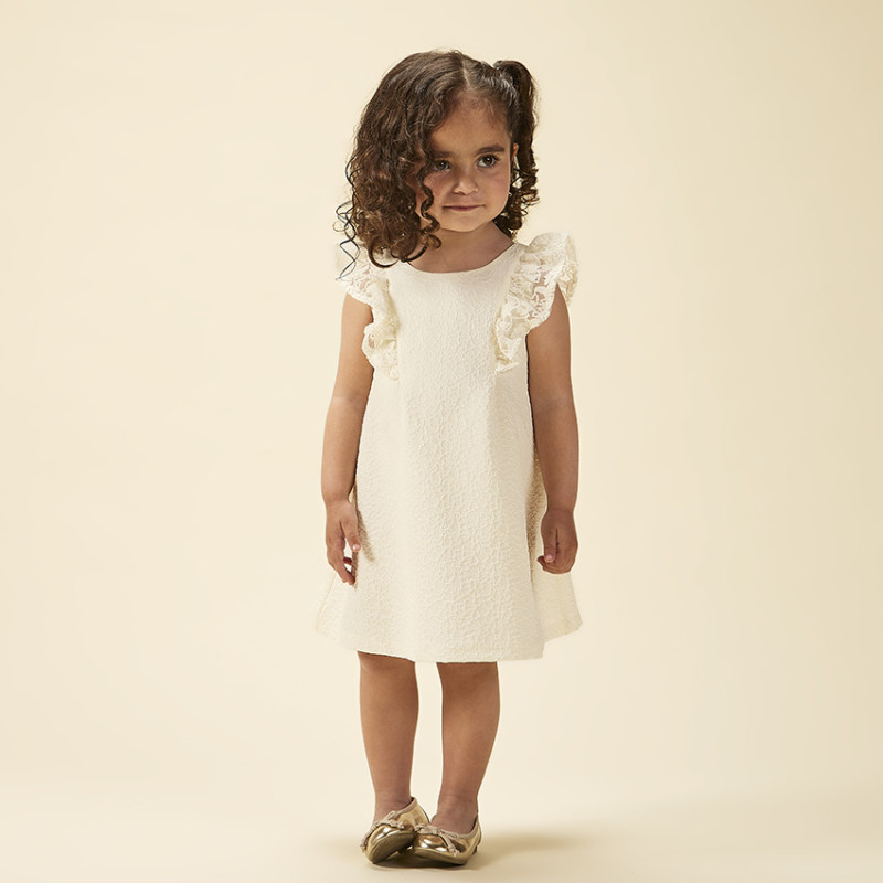 Robe de cérémonie en jacquard à manches brodées pour bébé fi