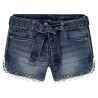 Short en jean délavé avec finition dentelle fille