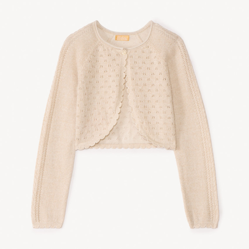 Gilet boléro en tricot ajouré fille