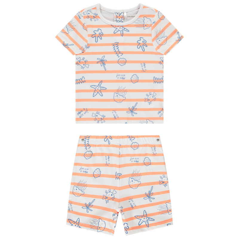 Set pyjama court rayé à imprimé marin pour bébé garçon