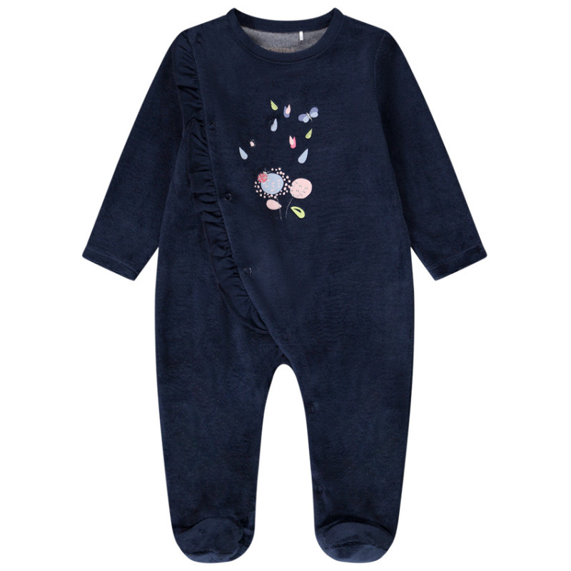 Dors-bien en velours pour bébé fille avec ouvertures différe