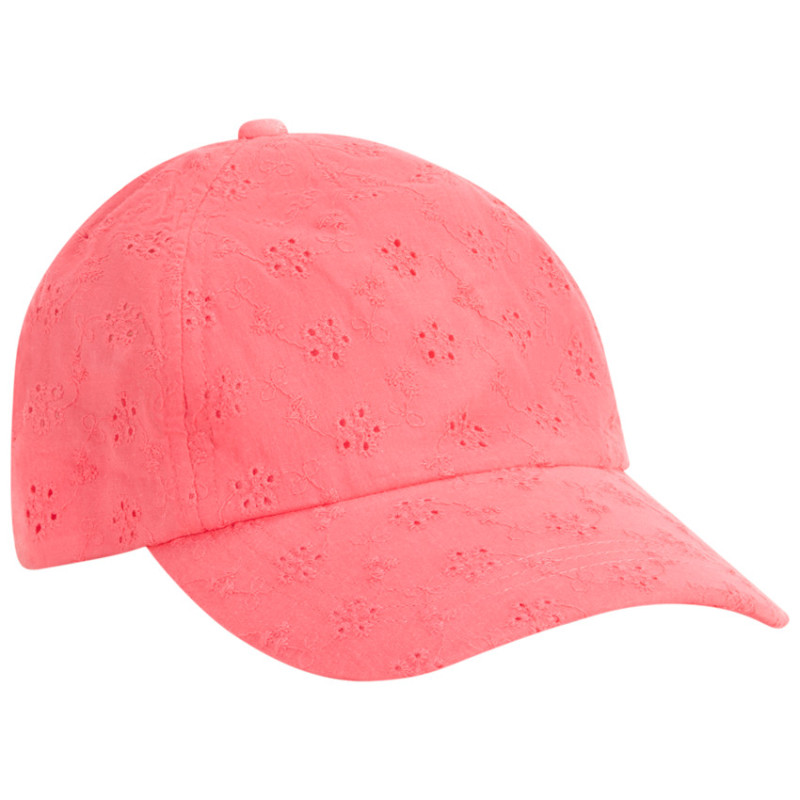 Casquette rose en broderie anglaise fille