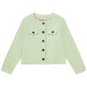Veste en jean col rond et finition franges fille