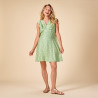 Robe manches courtes volantées imprimé cachemire pour femme