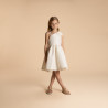 Robe sans manches en jacquard fleuri et bretelle nœud fille