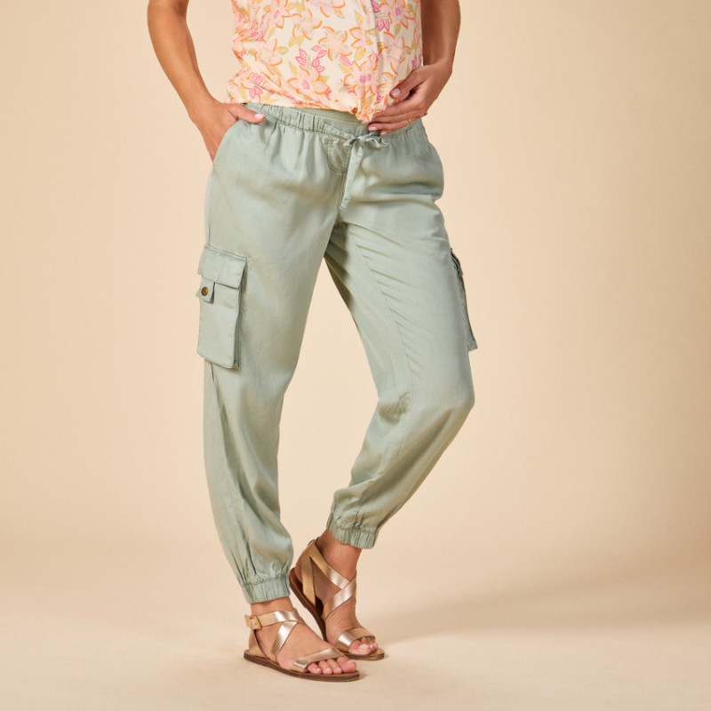 Pantalon de grossesse uni à poches cargo et bandeau haut