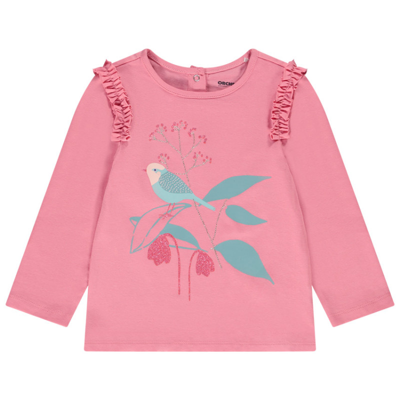T-shirt manches longues à ruché print pailleté pour bébé fil