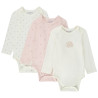 Lot de 3 bodies manches longues fantaisie pour bébé fille av