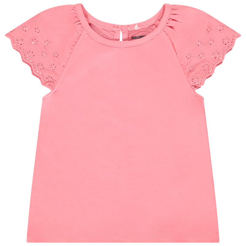 T-shirt manches courtes en broderie anglaise pour bébé fille
