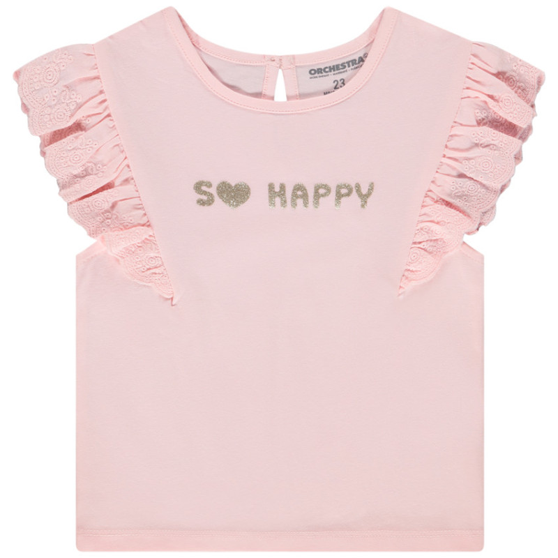 T-shirt manches courtes en broderie anglaise pour bébé fille