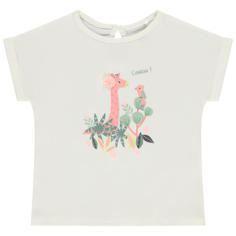 T-shirt manches courtes motif girafe pour bébé fille
