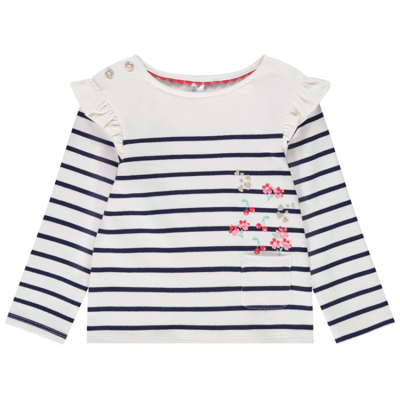 T-shirt manches longues style marinière en jersey fantaisie 