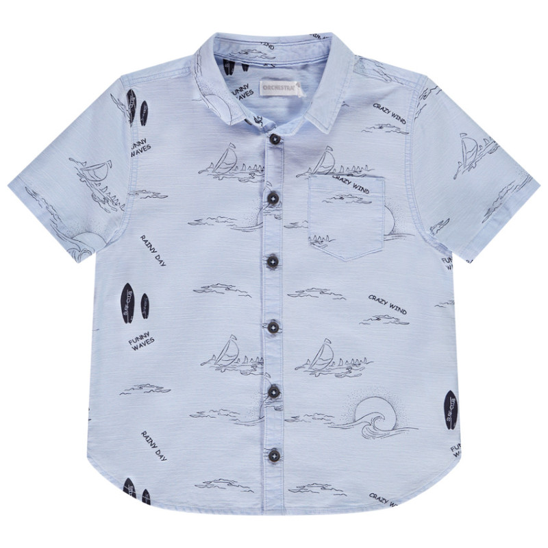 Chemise manches courtes imprimé fantaisie marin pour garçon