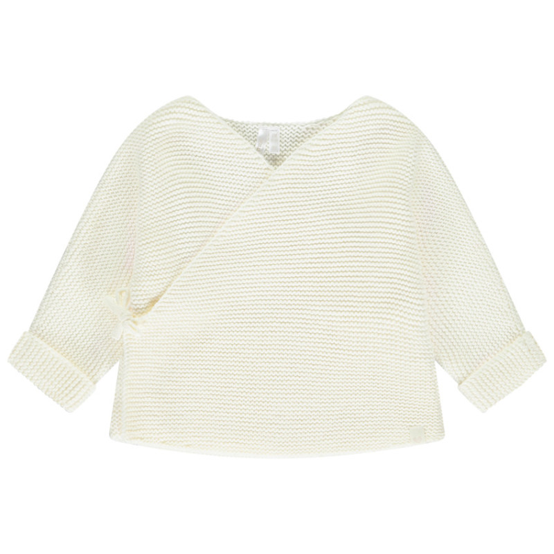 Gilet effet cache-cœur uni en tricot pour bébé fille