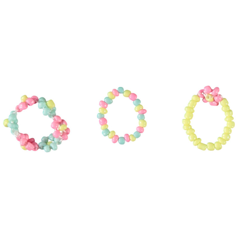Lot de 3 bagues en perles fantaisie fille