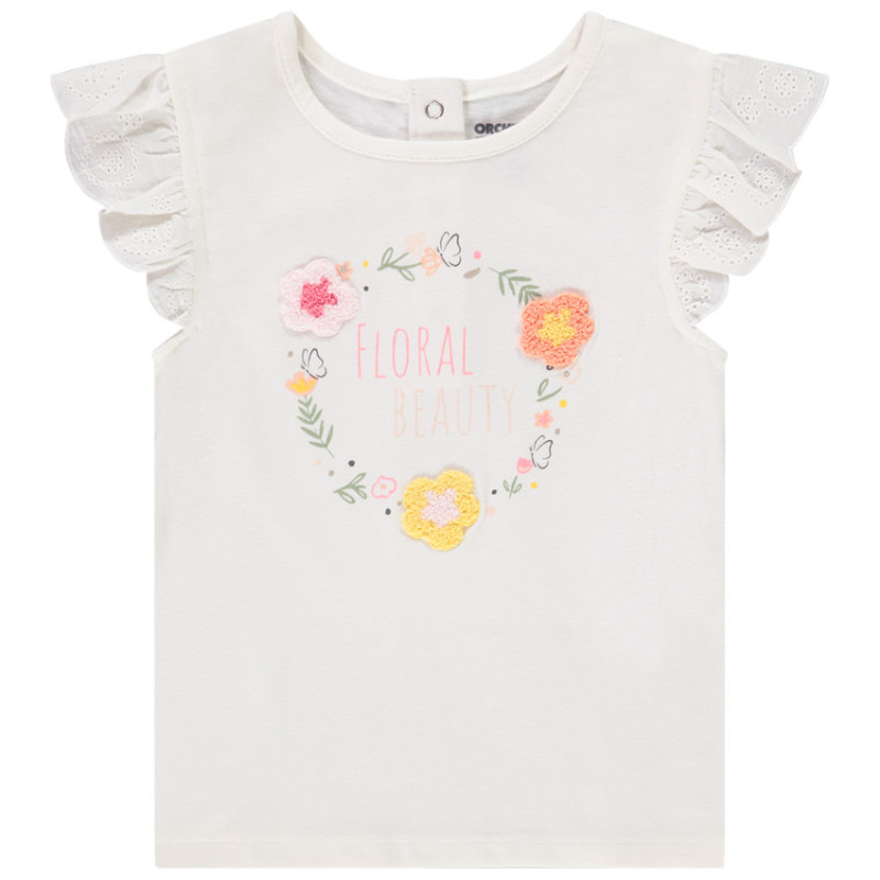 T-shirt manches courtes volantées et print pour bébé fille