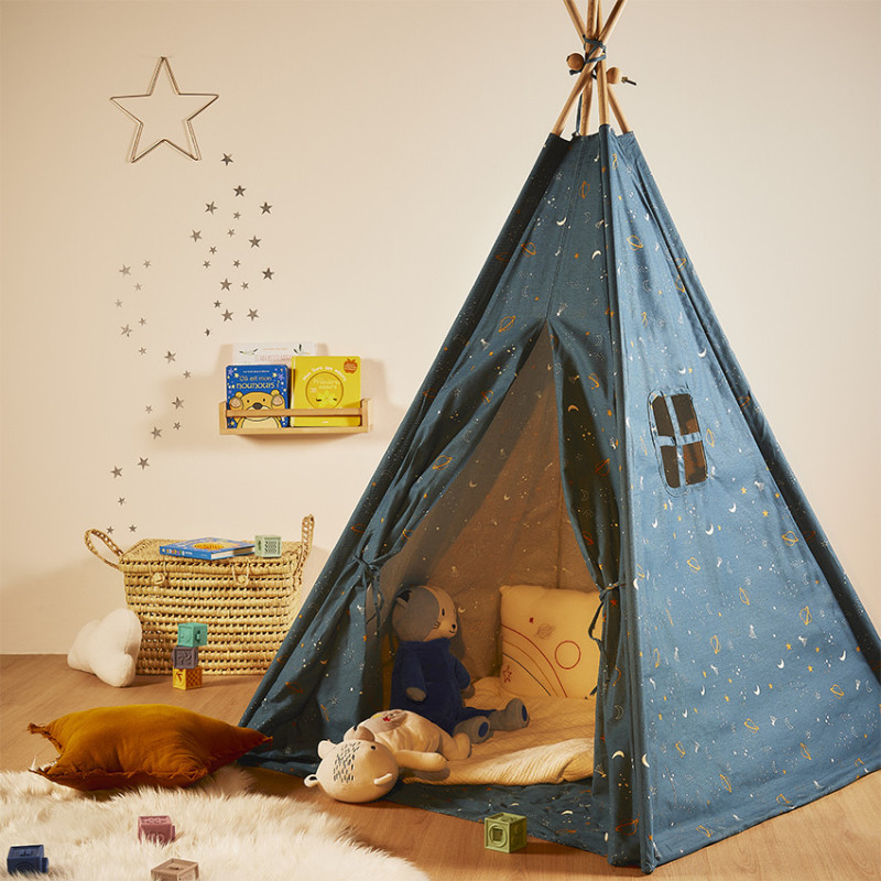 Tipi en coton et bois imprimé constellation