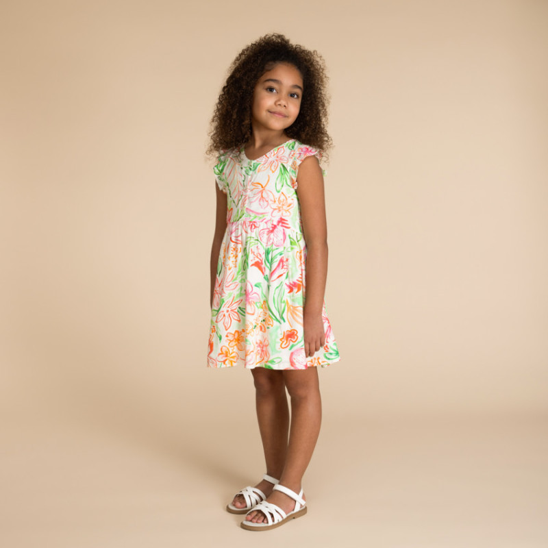 Robe manches courtes boutonnée imprimé floral fille