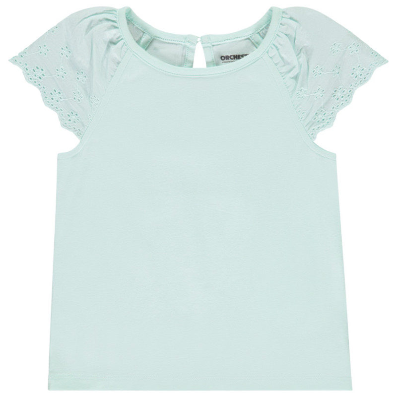 T-shirt manches courtes en broderie anglaise pour bébé fille