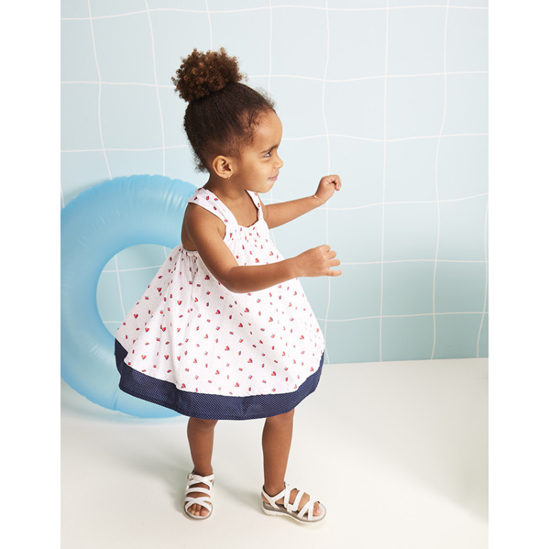 Robe à bretelles imprimé fleurs/pois pour bébé fille