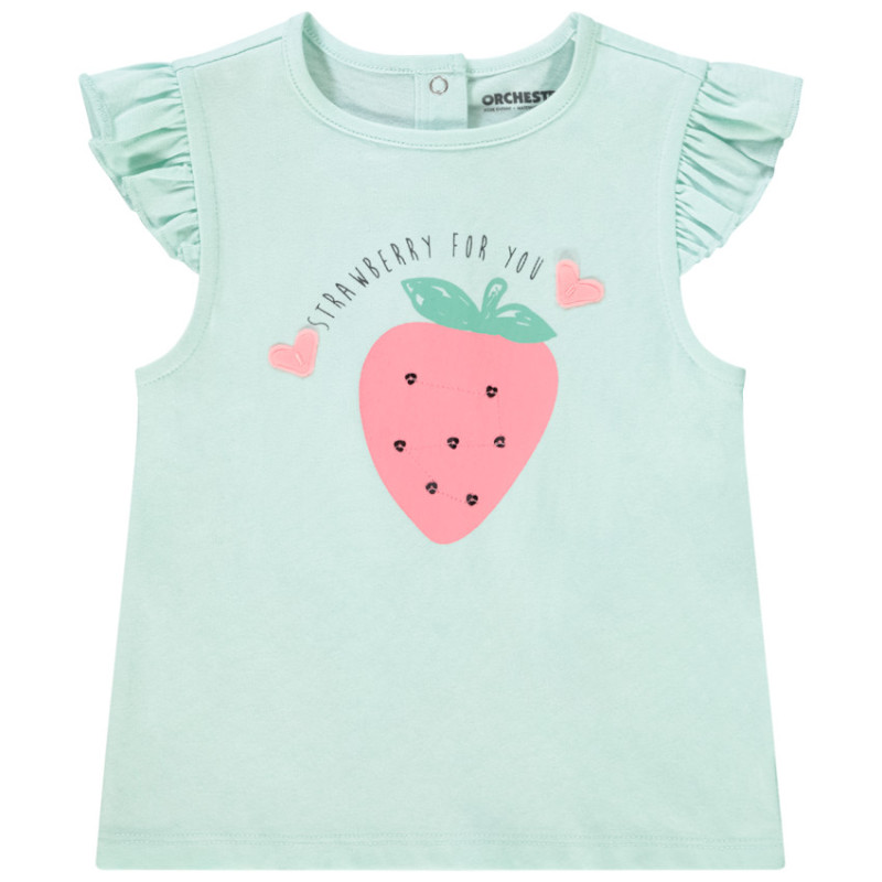 T-shirt manches courtes volantées en jersey avec print pour 